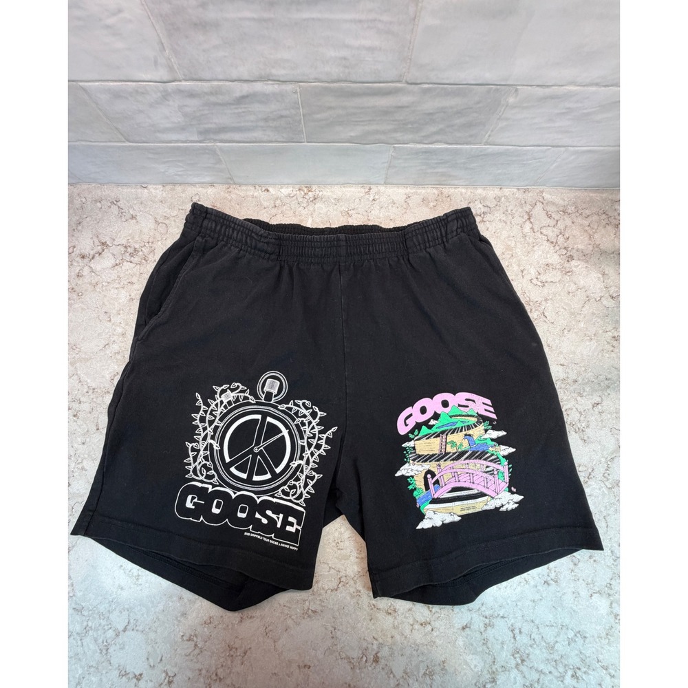 Goose Band 2022 Dripfield Tour x Awake Happy Black Sweat Shorts Medium
